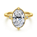 Charli - 14K Yellow Gold Bezel Prong Oval Three Stone Diamond Engagement Ring
