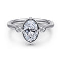 Charli - 14K White Gold Bezel Prong Oval Three Stone Diamond Engagement Ring