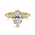 Charli - 14K Yellow Gold Bezel Prong Oval Three Stone Diamond Engagement Ring
