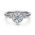 Charli - 14K White Gold Bezel Prong Round Three Stone Diamond Engagement Ring