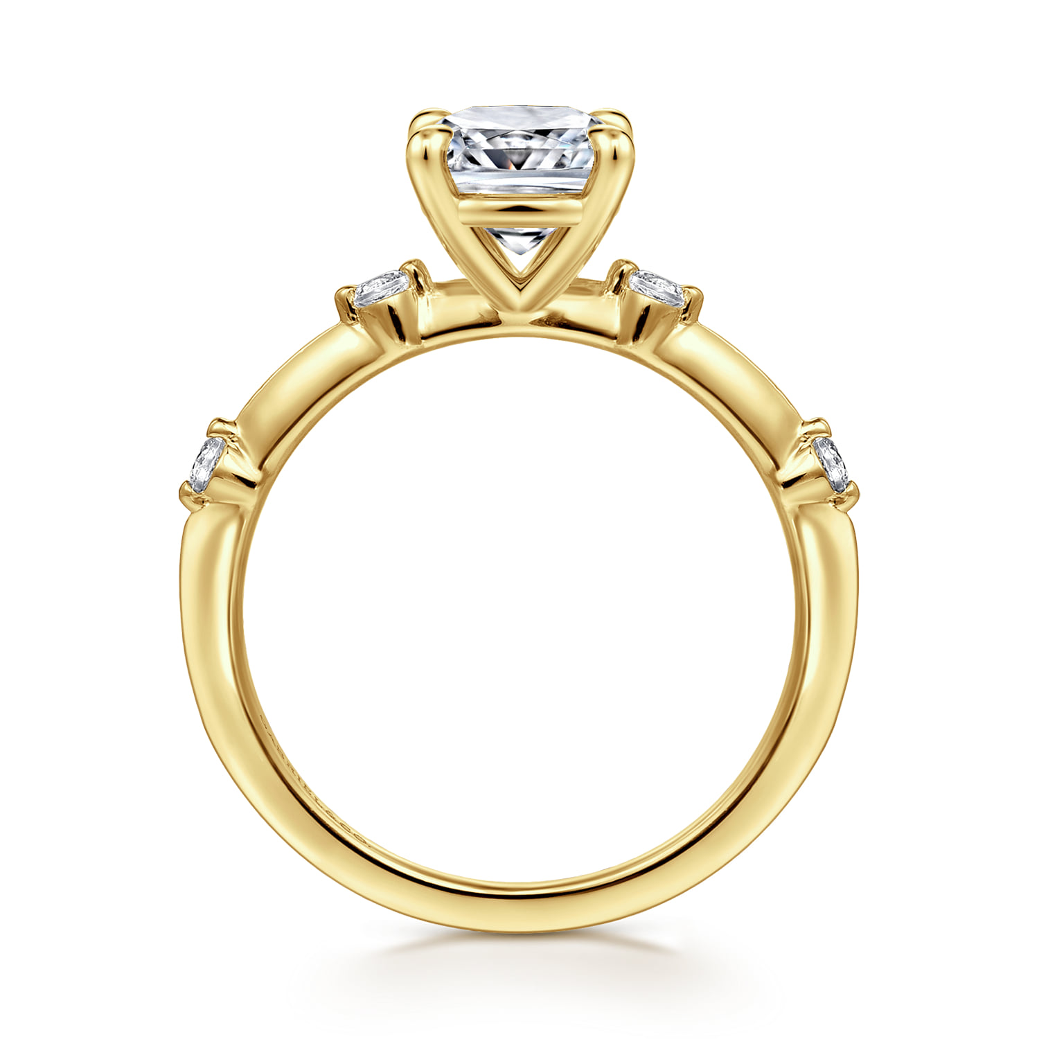 Cushion Diamond Engagement Ring in 14K Yellow Gold, photograph 2