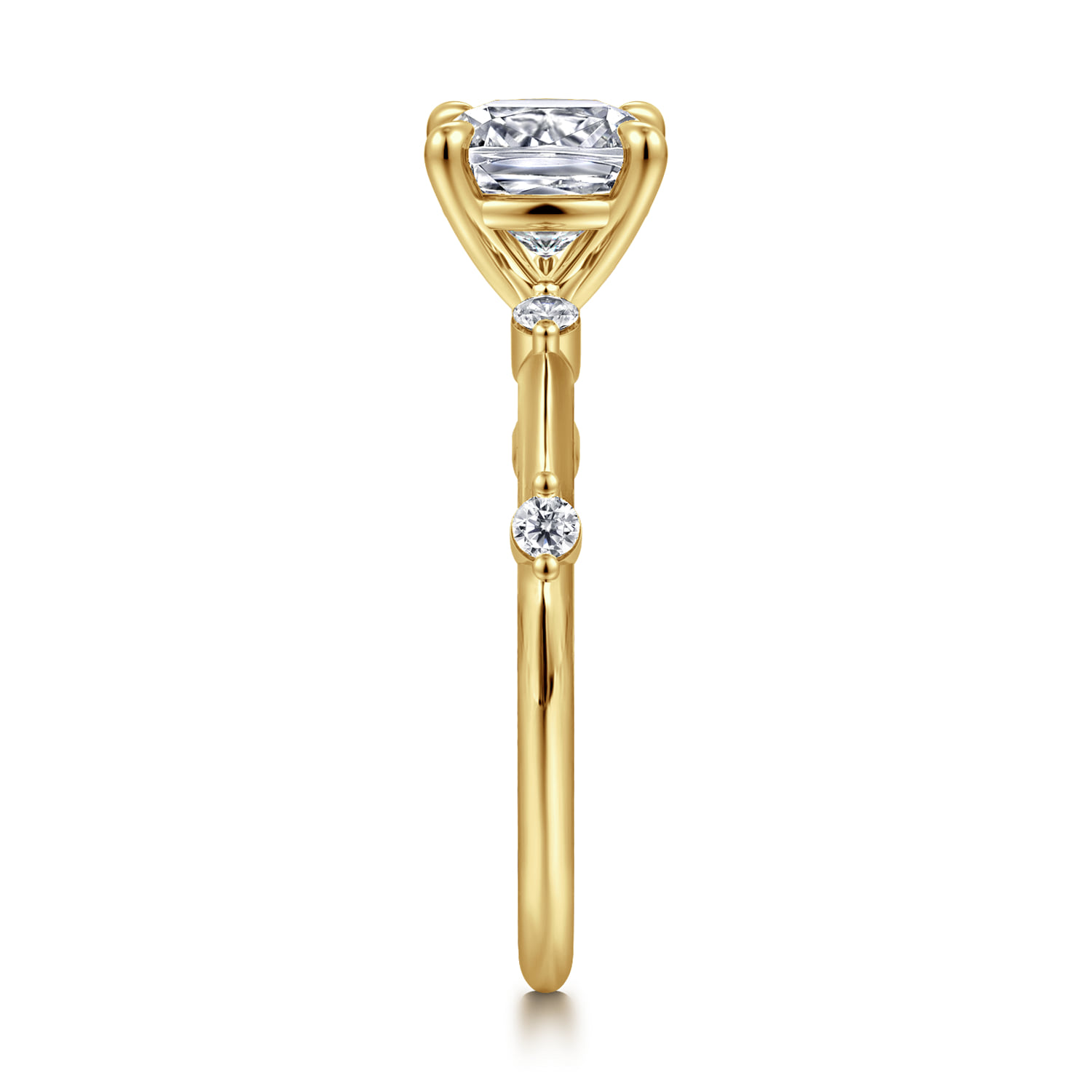 Cushion Diamond Engagement Ring in 14K Yellow Gold, photograph 4