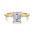 Frances - 14K Yellow Gold Emerald Cut Diamond Engagement Ring