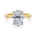 Frances - 14K White-Yellow Gold Oval Diamond Engagement Ring