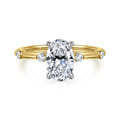 Frances - 14K White-Yellow Gold Oval Diamond Engagement Ring