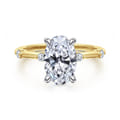 Frances - 14K White -Yellow Gold Oval Diamond Engagement Ring