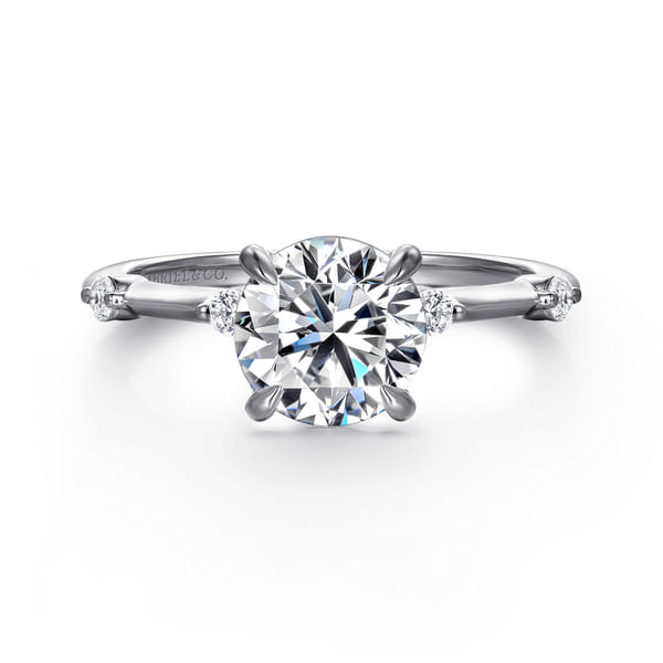 14K White Gold Round Diamond Engagement Ring
