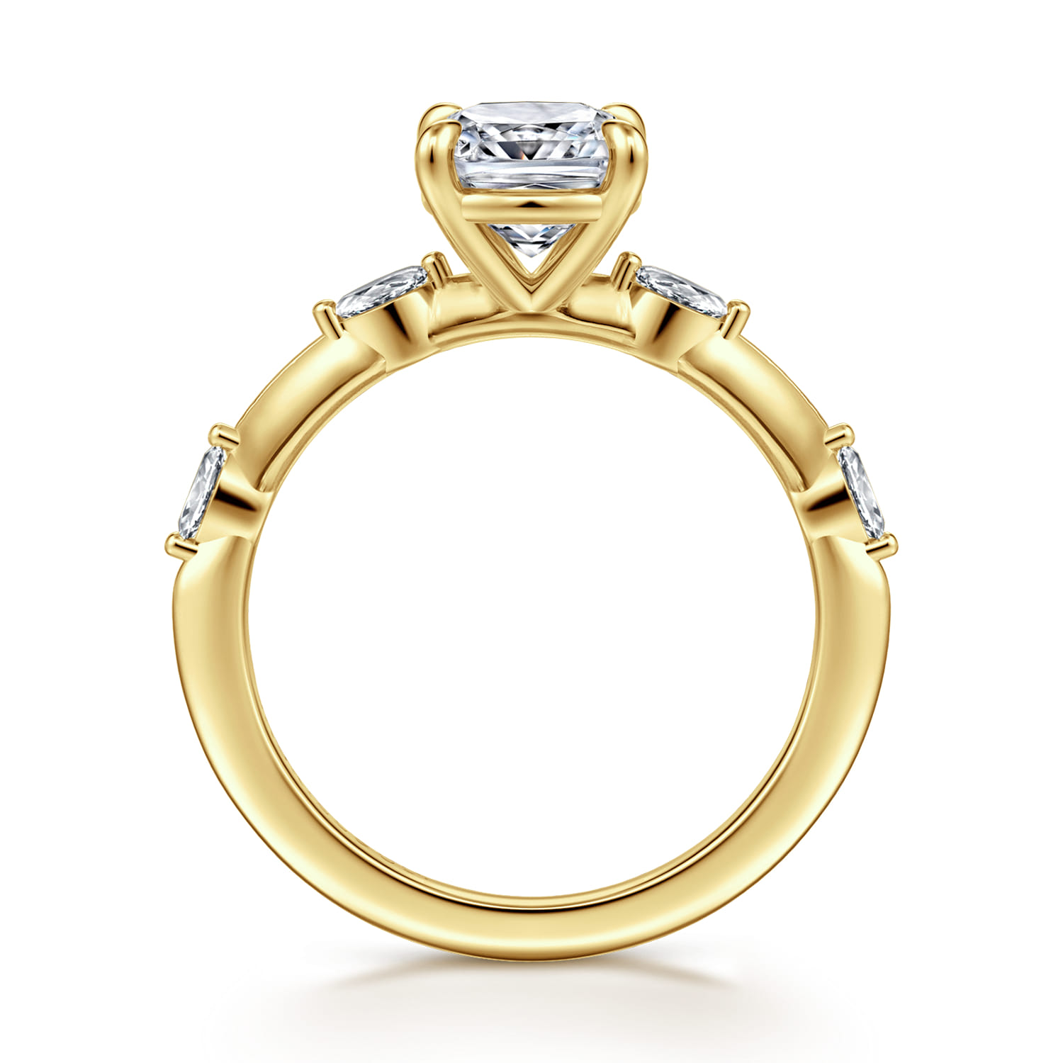 Cushion Diamond Engagement Ring in 14K Yellow Gold, photograph 2