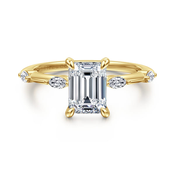 14K Yellow Gold Emerald Cut Diamond Engagement Ring