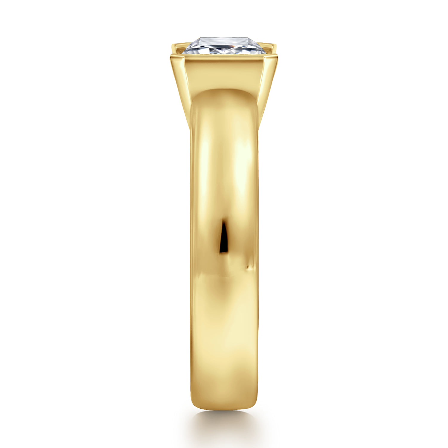Emerald Half Bezel East West Diamond Engagement Ring in 14K Yellow Gold, photograph 5