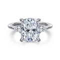 Sima - 14K White Gold Elongated Cushion Three Stone Diamond Engagement Ring