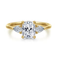 Sima - 14K Yellow Gold Elongated Cushion Three Stone Diamond Engagement Ring