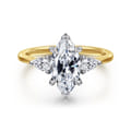 Sima - 14K White-Yellow Gold Marquise Shape Three Stone Diamond Engagement Ring