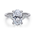 Sima - 14K White Gold Oval Three Stone Diamond Engagement Ring