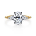 Sima - 14K White-Yellow Gold Oval Three Stone Diamond Engagement Ring