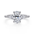 Sima - 14K White Gold Oval Three Stone Diamond Engagement Ring