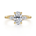 Sima - 14K Yellow Gold Oval Three Stone Diamond Engagement Ring
