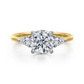 Sima - 14K White-Yellow Gold Round Three Stone Diamond Engagement Ring