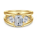 Danni - 14K Yellow Gold Emerald Cut Three Stone Diamond Engagement Ring