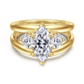 Danni - 14K Yellow Gold Marquise Shape Three Stone Diamond Engagement Ring