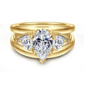 Danni - 14K Yellow Gold Pear Shape Three Stone Diamond Engagement Ring