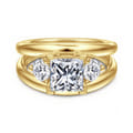 Danni - 14K Yellow Gold Princess Cut Three Stone Diamond Engagement Ring