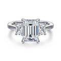Stephi - 14K White Gold Emerald Cut Three Stone Diamond Engagement Ring
