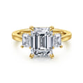 Stephi - 14K Yellow Gold Emerald Cut Three Stone Diamond Engagement Ring