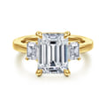 Stephi - 14K Yellow Gold Emerald Cut Three Stone Diamond Engagement Ring