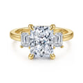 Stephi - 14K Yellow Gold Radiant Cut Three Stone Diamond Engagement Ring