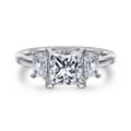 Stephi - 14K White Gold Princess Cut Three Stone Diamond Engagement Ring