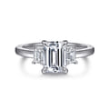 Stephi - 14K White Gold Emerald Cut Three Stone Diamond Engagement Ring