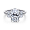 Charisa - 14K White Gold Oval Three Stone Diamond Engagement Ring