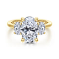 Charisa - 14K Yellow Gold Oval Three Stone Diamond Engagement Ring