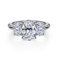 Charisa - 14K White Gold Oval Three Stone Diamond Engagement Ring