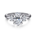 Charisa - 14K White Gold Oval Three Stone Diamond Engagement Ring