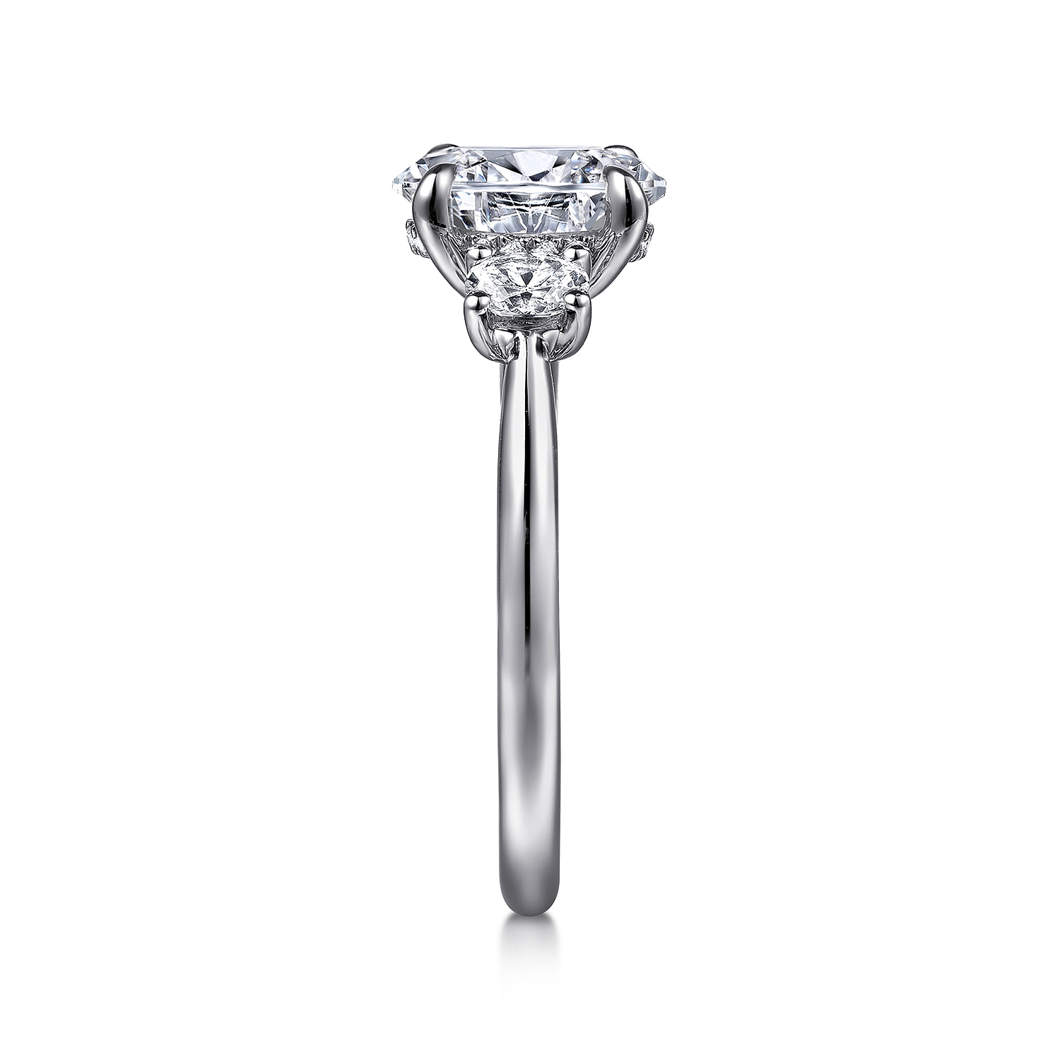 Oval Three Stone Diamond Engagement Ring in 14K White Gold, photograph 5