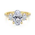 Camra - 14K Yellow Gold Oval Three Stone Diamond Engagement Ring