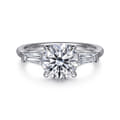 Acacia - 14K White Gold Round Three Stone Diamond Engagement Ring