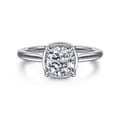 Reece - 14K White Gold Cushion Cut Bezel Prong Diamond Engagement Ring