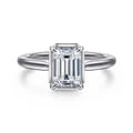 Reece - 14K White Gold Emerald Cut Bezel Prong Diamond Engagement Ring