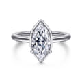 Reece - 14K White Gold Marquise Shape Bezel Prong Diamond Engagement Ring