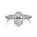 Reece - 14K White Gold Oval Bezel Prong Diamond Engagement Ring