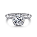 Reece - 14K White Gold Round Bezel Prong Diamond Engagement Ring
