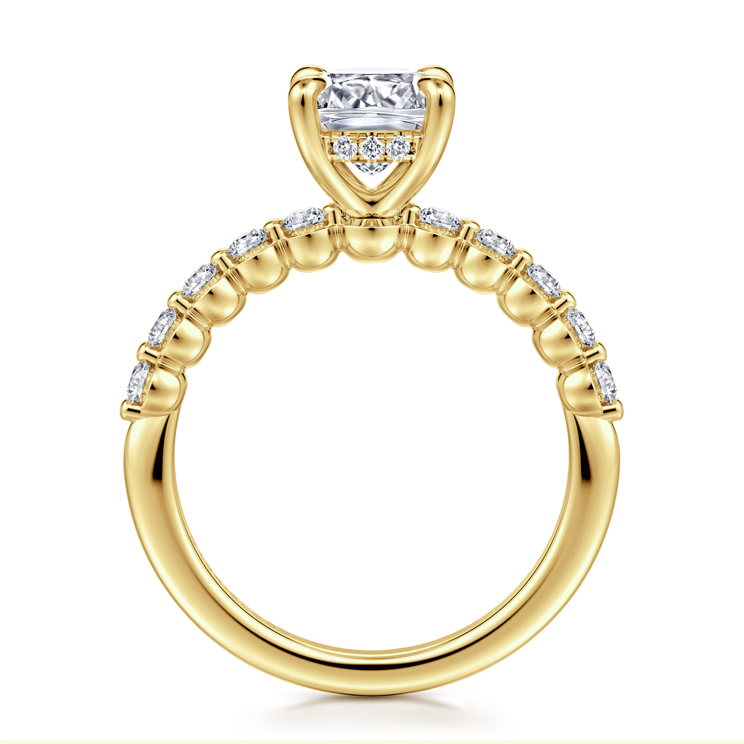 Cushion Diamond Engagement Ring in 14K Yellow Gold, photograph 2