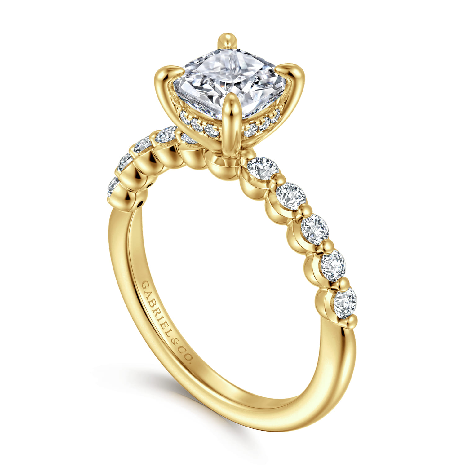 Cushion Diamond Engagement Ring in 14K Yellow Gold, photograph 3