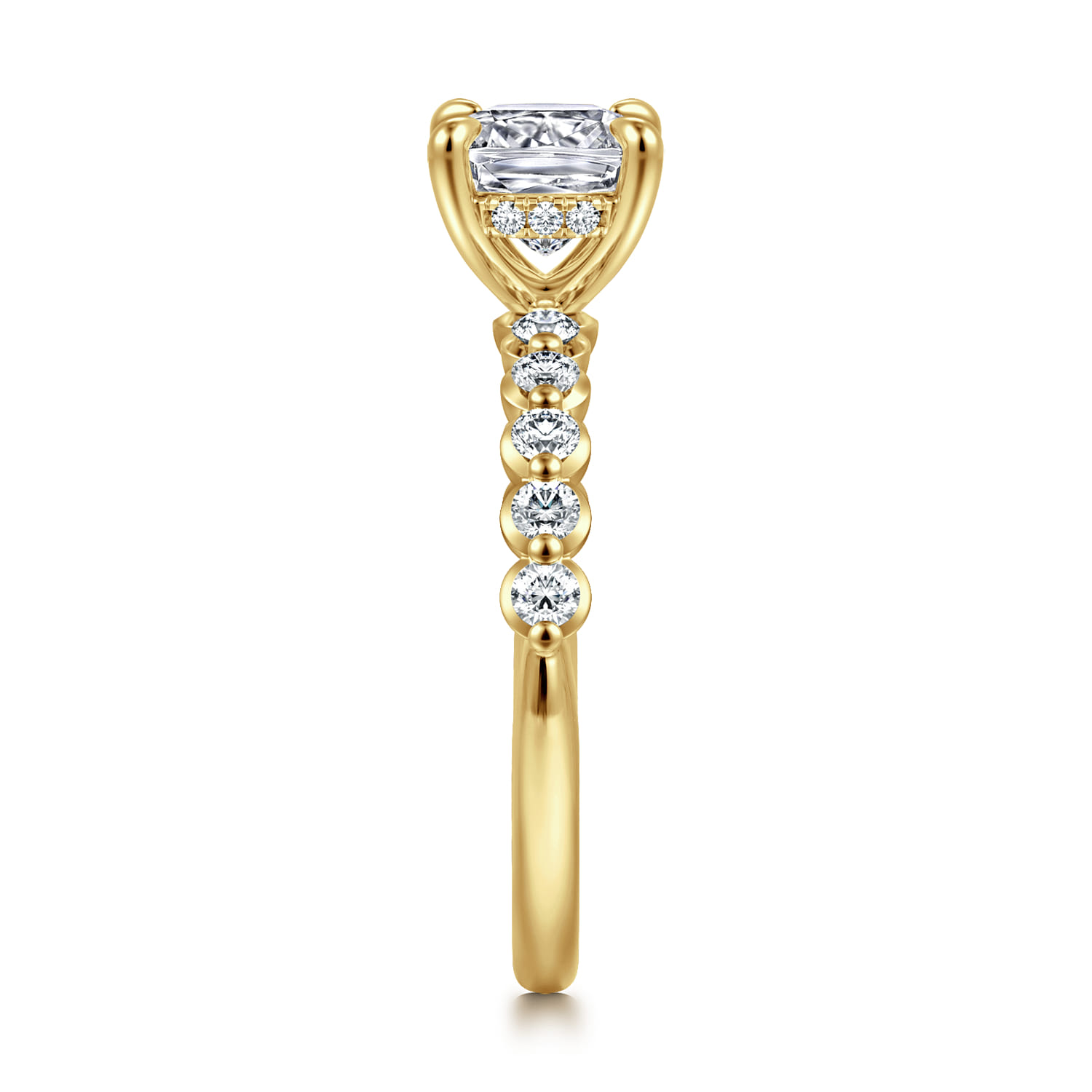 Cushion Diamond Engagement Ring in 14K Yellow Gold, photograph 4