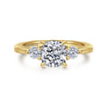 Georgia - 14K Yellow Gold Cushion Cut Three Stone Diamond Engagement Ring