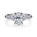 Georgia - 14K White Gold Oval Three Stone Diamond Engagement Ring