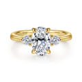 Georgia - 14K Yellow Gold Oval Three Stone Diamond Engagement Ring